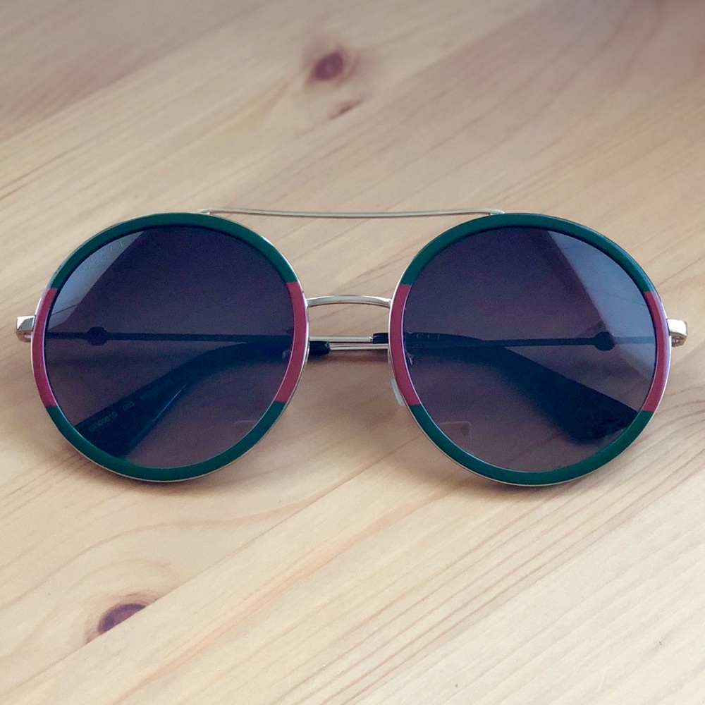 GUCCI Round-Frame Metal Sunglasses